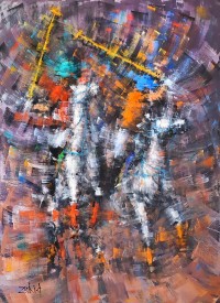 Zahid Saleem, 36 x 48 Inch, Acrylic on Canvas, Polo Painting, AC-ZS-199